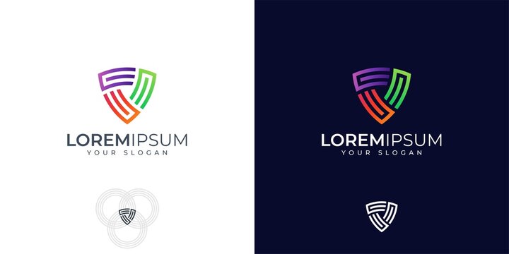 Colorful monogram Shield logo design inspiration