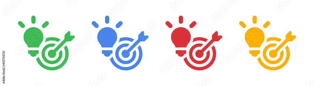 Poster Light bulb with dartboard target, business idea concept.