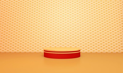 Background rendering with podium and wall scene abstract background. 3D illustration, 3D rendering	
