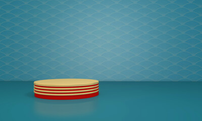 Background rendering with podium and wall scene abstract background. 3D illustration, 3D rendering	