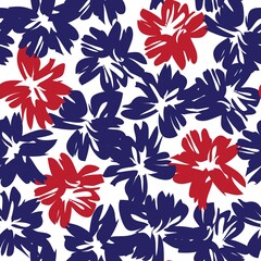 Red Tropical Botanical Floral Seamless Pattern Background