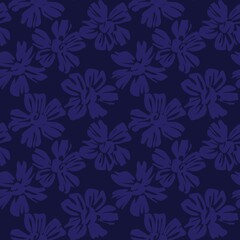 Fototapeta premium Blue Tropical Botanical Floral Seamless Pattern Background