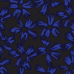 Blue Tropical Botanical Floral Seamless Pattern Background