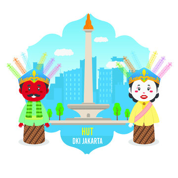 Birthday Jakarta Background with Traditional Puppet