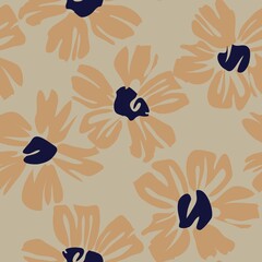 Brown Taupe Botanical Floral Seamless Pattern Background