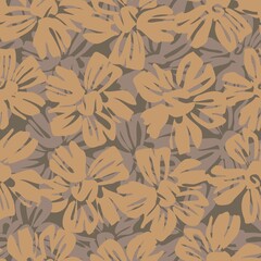 Brown Taupe Botanical Floral Seamless Pattern Background