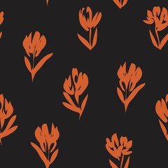 Brown Taupe Botanical Floral Seamless Pattern Background