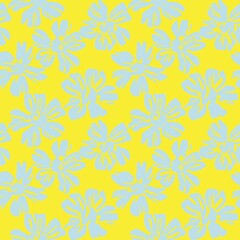 Yellow Botanical Floral Seamless Pattern Background