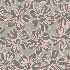 Green Botanical Floral Seamless Pattern Background