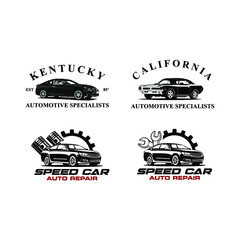 Automotive specialists car logo set vector