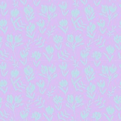 Fototapeta premium Purple Botanical Floral Seamless Pattern Background