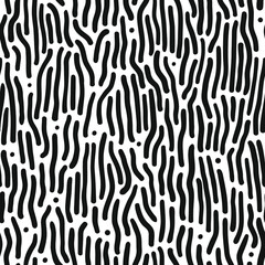 Abstract Vector Nature Backgroung. Hand Drawn Seamless Pattern. Fashion Illustration Black and White Texture Ink