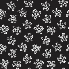 Black and White Botanical Floral Seamless Pattern Background
