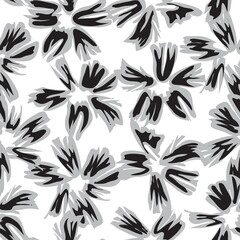 Black and White Botanical Floral Seamless Pattern Background