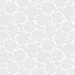 Fototapeta na wymiar Black and White Botanical Floral Seamless Pattern Background