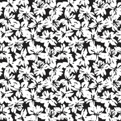 Black and White Botanical Floral Seamless Pattern Background