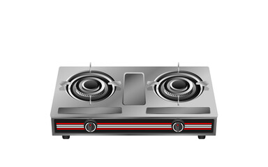 Gas Stove on isolated background kitchen home appliance. Two-burner gas stove on white background.