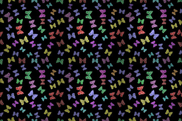 Naklejka premium Seamless pattern with interesting doodles on colorfil background. Raster illustration.