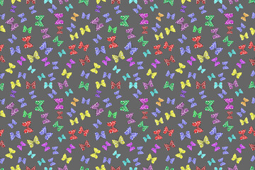 Seamless pattern with interesting doodles on colorfil background. Raster illustration.
