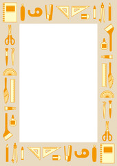 文房具と工作道具の装飾フレーム