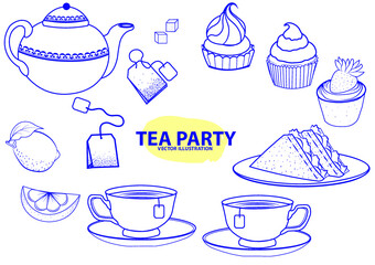 Tea Party Vector Illustration 