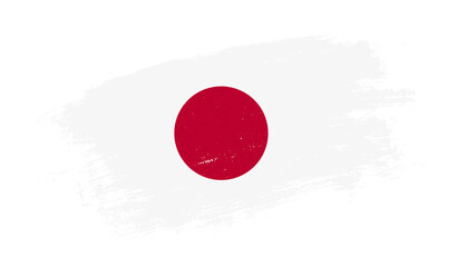 Flag of Japan country on brush paint stroke trail view. Elegant texture of national country flag