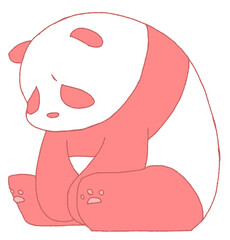 しょんぼりするパンダ（赤色）