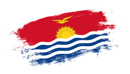 Flag of Kiribati country on brush paint stroke trail view. Elegant texture of national country flag