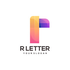 R Letter Logo illustration gradient colorful abstract design vector
