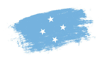Flag of Micronesia country on brush paint stroke trail view. Elegant texture of national country flag
