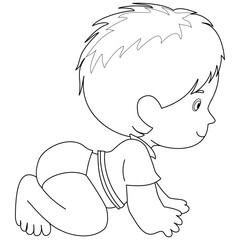 pretty crawling baby kid isolated on white background