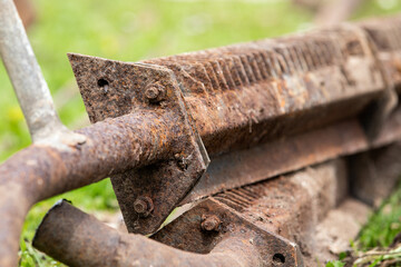 Scrap metal stack. Radiators and pipes. Recycling and a clean environment