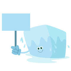 cute ice cube character vector template design illustration
