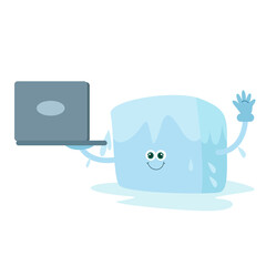 cute ice cube character vector template design illustration