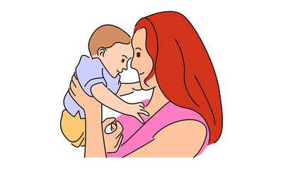 Mother hug child vector illustration