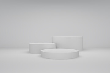 Background 3d white rendering with cylinder podium and minimal in abstract composition, 3d render, 3d illustration