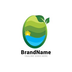 Green home logo icon vector template.