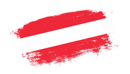 Flag of Austria country on brush paint stroke trail view. Elegant texture of national country flag - obrazy, fototapety, plakaty