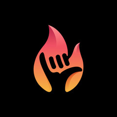 Hand Flame logo icon vector illustration
