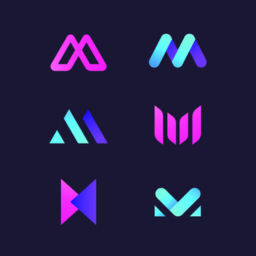 Flat design m logo collection Free Vector
