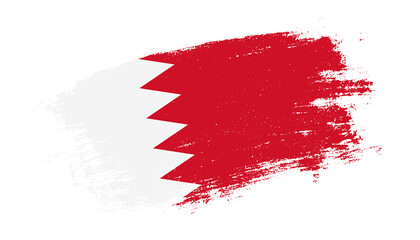 Flag of Bahrain country on brush paint stroke trail view. Elegant texture of national country flag