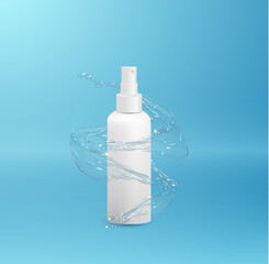 Plastic bottle with spiral water splash effect. Vector eps10