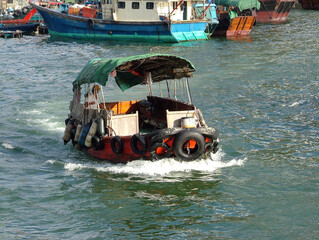 Hong Kong fishing boat on the sea - sampan