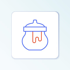 Line Jar of honey icon isolated on white background. Food bank. Sweet natural food symbol. Colorful outline concept. Vector