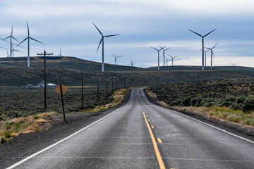 Roadway leading to wind turbines