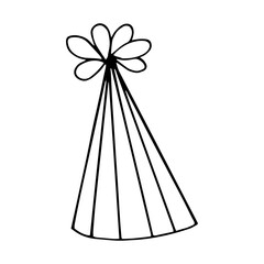 party hat with stripes. hand drawn doodle style. vector, minimalism, monochrome. festive funny.