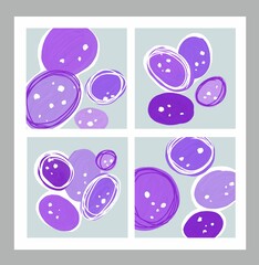 A set of square abstract paintings. Geometric minimalism.