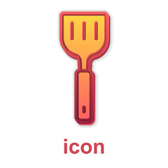 Gold Spatula icon isolated on white background. Kitchen spatula icon. BBQ spatula sign. Barbecue and grill tool. Vector