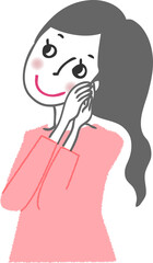 手を組む女性。