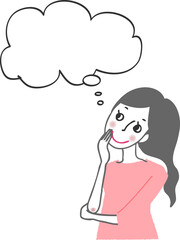 考え事をする女性。